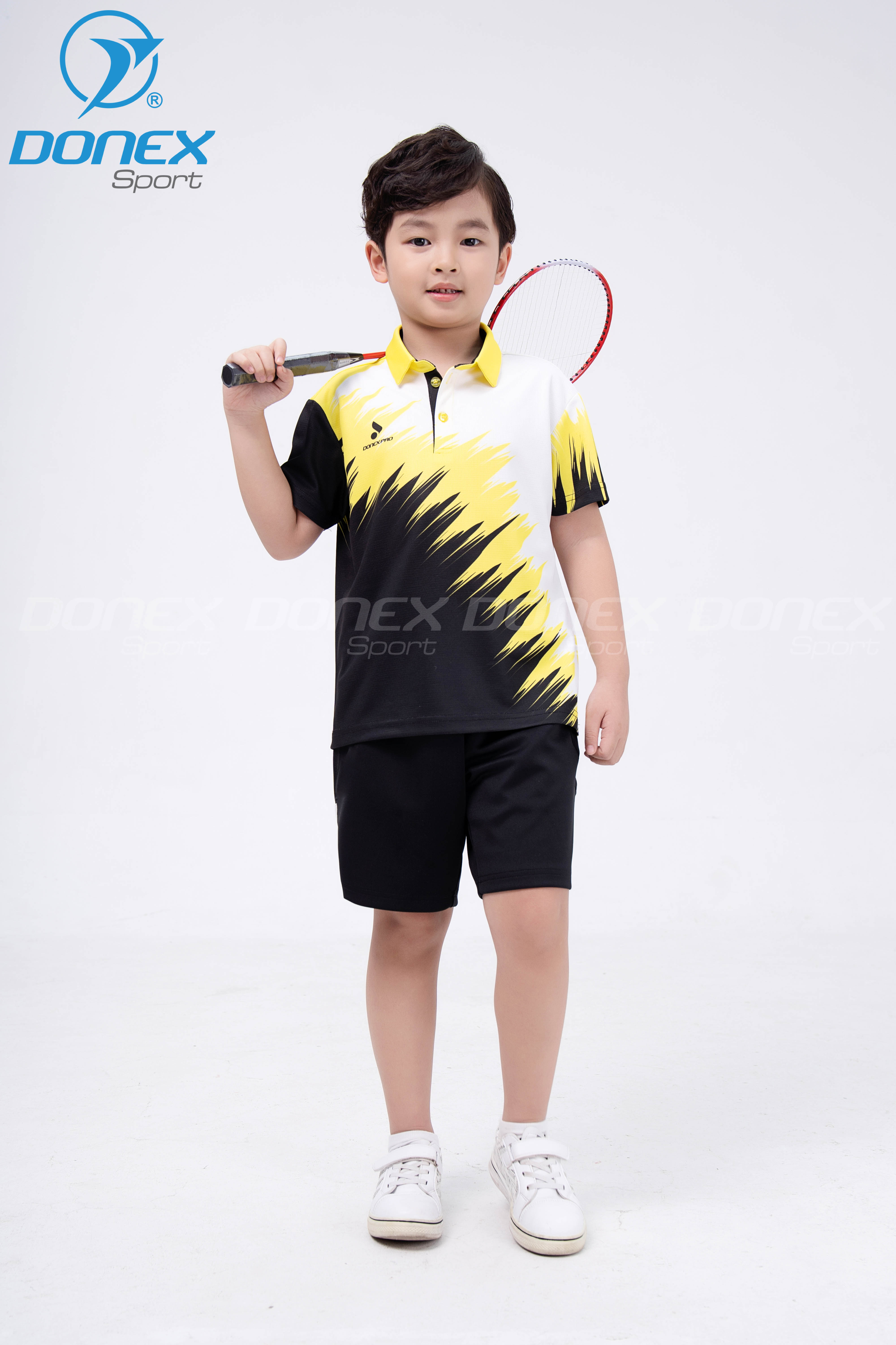 Áo thể thao trẻ em TC-1026  Đen phối vàng